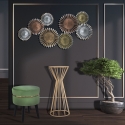 Tavolino decorativo alto rotondo da salotto in metallo dorato glam 38cm Stick Vendita