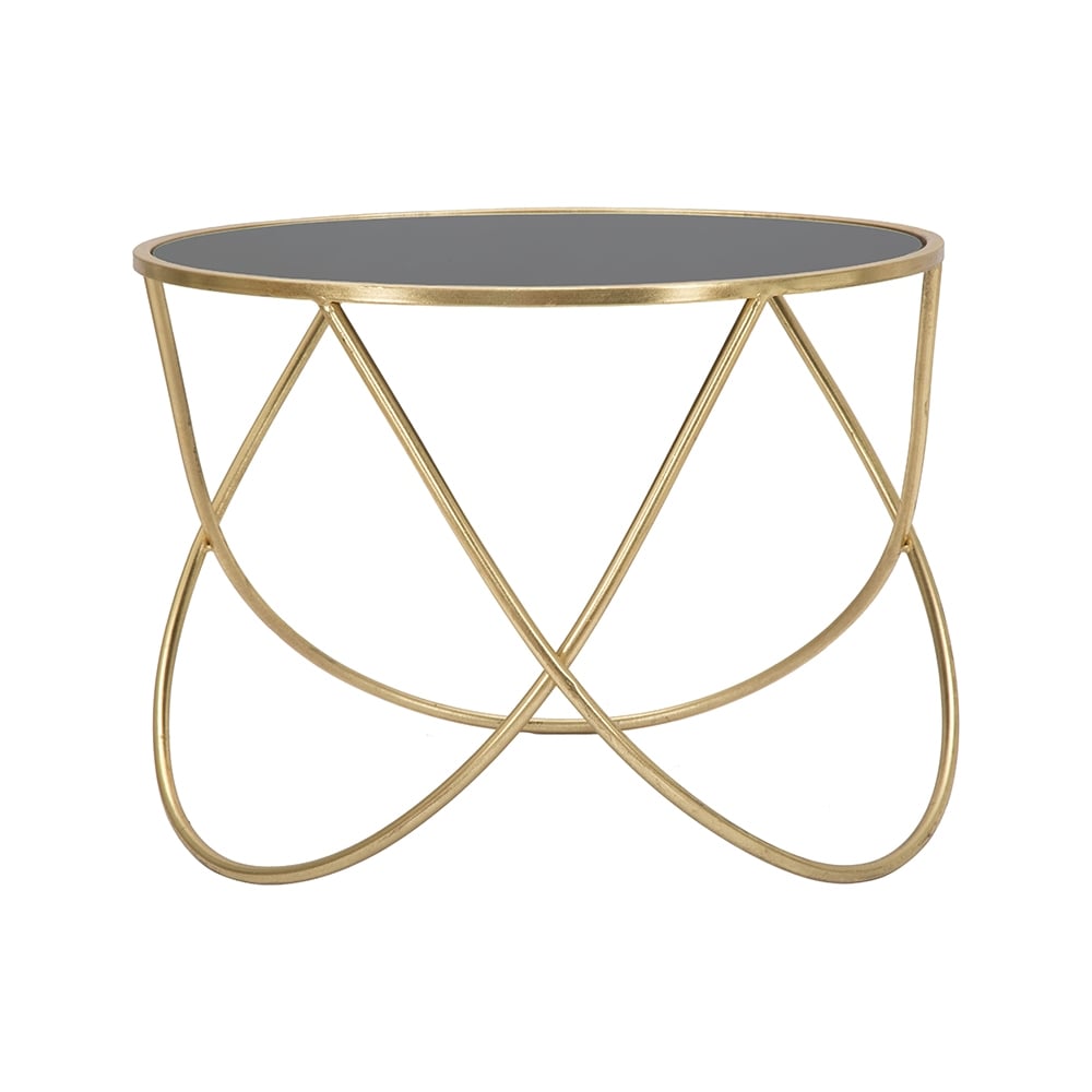 Table basse moderne ronde 60 cm en métal doré et verre noir Ring Promotion Table basse moderne ronde 60 cm en métal doré et verre noir Ring Promotion