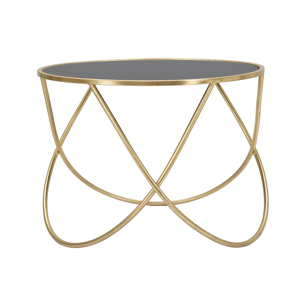 Tavolino da salotto moderno rotondo 60cm metallo dorato e vetro nero Ring Promozione Tavolino da salotto moderno rotondo 60cm metallo dorato e vetro nero Ring Promozione