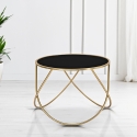 Tavolino da salotto moderno rotondo 60cm  metallo dorato e vetro nero Ring Vendita