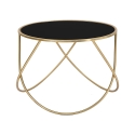 Tavolino da salotto moderno rotondo 60cm  metallo dorato e vetro nero Ring Offerta