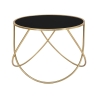 Tavolino da salotto moderno rotondo 60cm  metallo dorato e vetro nero Ring Offerta
