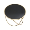 Tavolino da salotto moderno rotondo 60cm  metallo dorato e vetro nero Ring Saldi