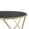 Tavolino da salotto moderno rotondo 60cm  metallo dorato e vetro nero Ring Sconti
