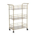 Carrello bar rettangolare dorato con ripiani in vetro specchiato Glammy Promozione