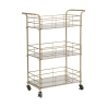 Carrello bar rettangolare dorato con ripiani in vetro specchiato Glammy Promozione