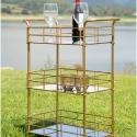 Carrello bar rettangolare dorato con ripiani in vetro specchiato Glammy Vendita