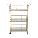 Carrello bar rettangolare dorato con ripiani in vetro specchiato Glammy Saldi