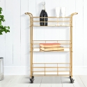 Carrello bar rettangolare dorato con ripiani in vetro specchiato Glammy Offerta