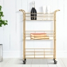 Carrello bar rettangolare dorato con ripiani in vetro specchiato Glammy Offerta