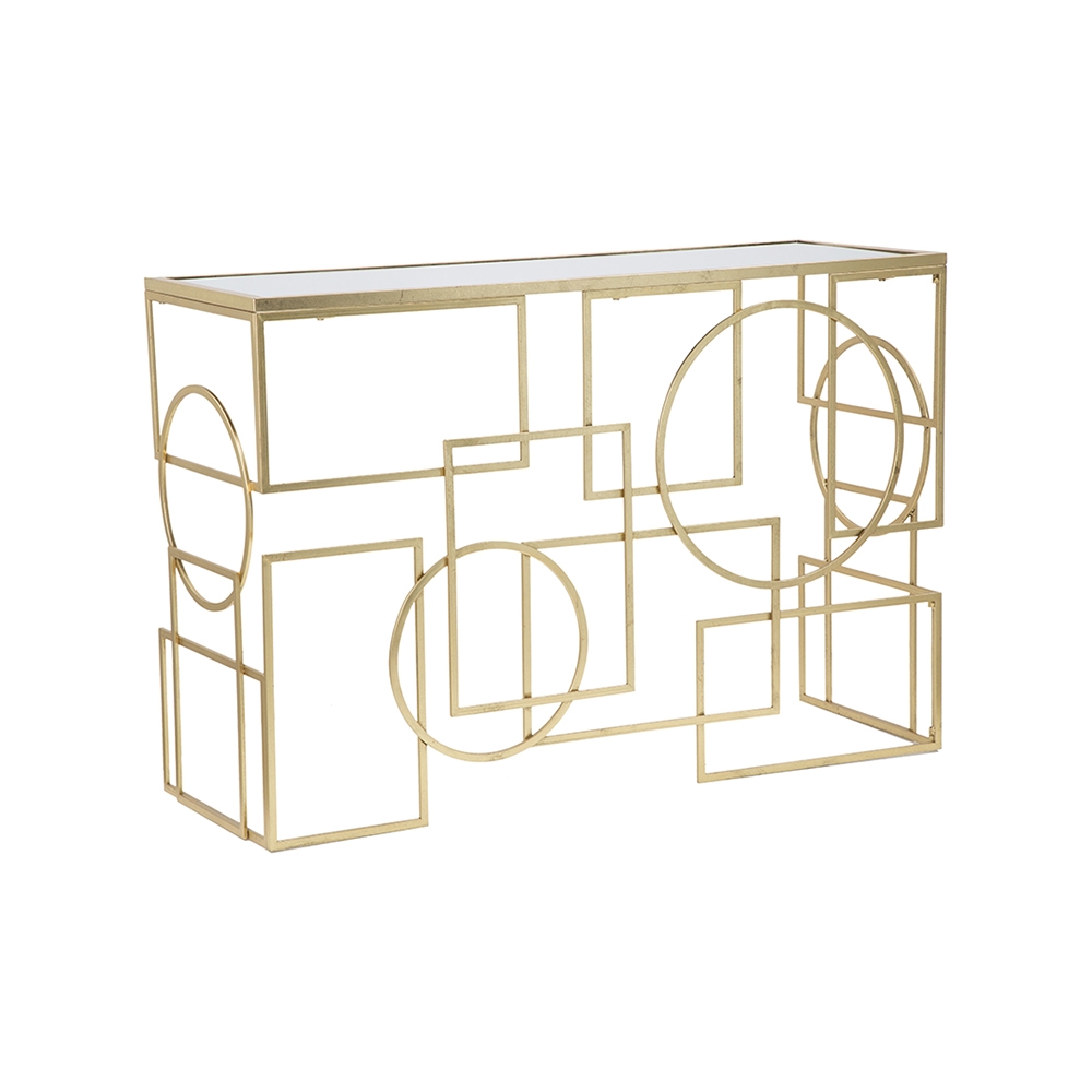 Consolle da ingresso rettangolare in metallo dorato 120x41cm piano specchiato Marie Promozione Consolle da ingresso rettangolare in metallo dorato 120x41cm piano specchiato Marie Promozione