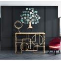 Consolle da ingresso rettangolare in metallo dorato 120x41cm piano specchiato Marie Vendita