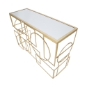 Consolle da ingresso rettangolare in metallo dorato 120x41cm piano specchiato Marie Saldi