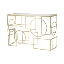 Consolle da ingresso rettangolare in metallo dorato 120x41cm piano specchiato Marie Sconti