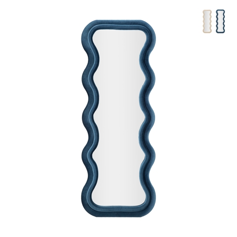 Specchio da parete o da terra design ondulato in velluto 60x160cm Emily Promozione