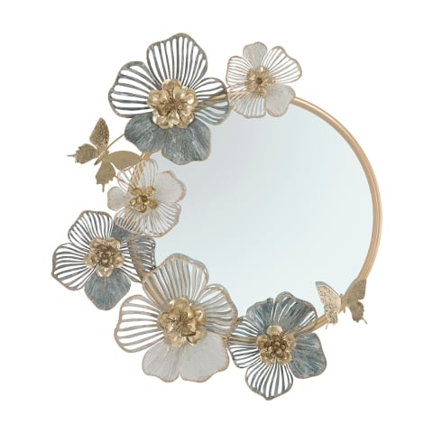 Miroir mural rond avec décorations florales 3D Amy Promotion