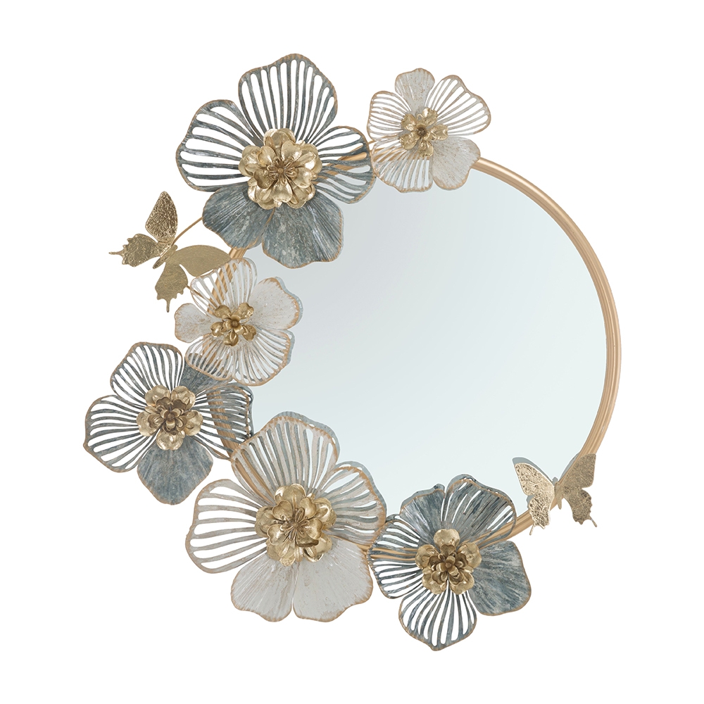 Miroir mural rond avec décorations florales 3D Amy Promotion Miroir mural rond avec décorations florales 3D Amy Promotion