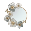 Specchio rotondo da parete con decorazioni floreali 3D Amy Promozione