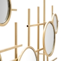 Specchio da parete geometrico dorato con specchi multipli rotondi 117x61cm Gloxy Sconti