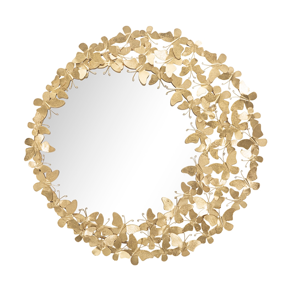 Specchio da parete rotondo con farfalle 3D dorato Butterfly Wind Promozione Specchio da parete rotondo con farfalle 3D dorato Butterfly Wind Promozione