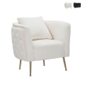 Poltrona in velluto glam con piedini oro e cuscino Bucarest-P Promozione