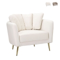Poltrona design da salotto imbottita con gambe in metallo dorato Kiev Promozione