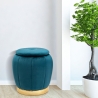 Pouf contenitore rotondo in velluto con base metallica 43cm Paris Vendita
