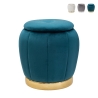 Pouf contenitore rotondo in velluto con base metallica 43cm Paris Promozione