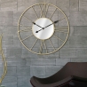 Wanduhr 80 cm rund aus goldfarbenem Metall mit Spiegel Stick Verkauf