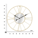 Wanduhr 80 cm rund aus goldfarbenem Metall mit Spiegel Stick Modell