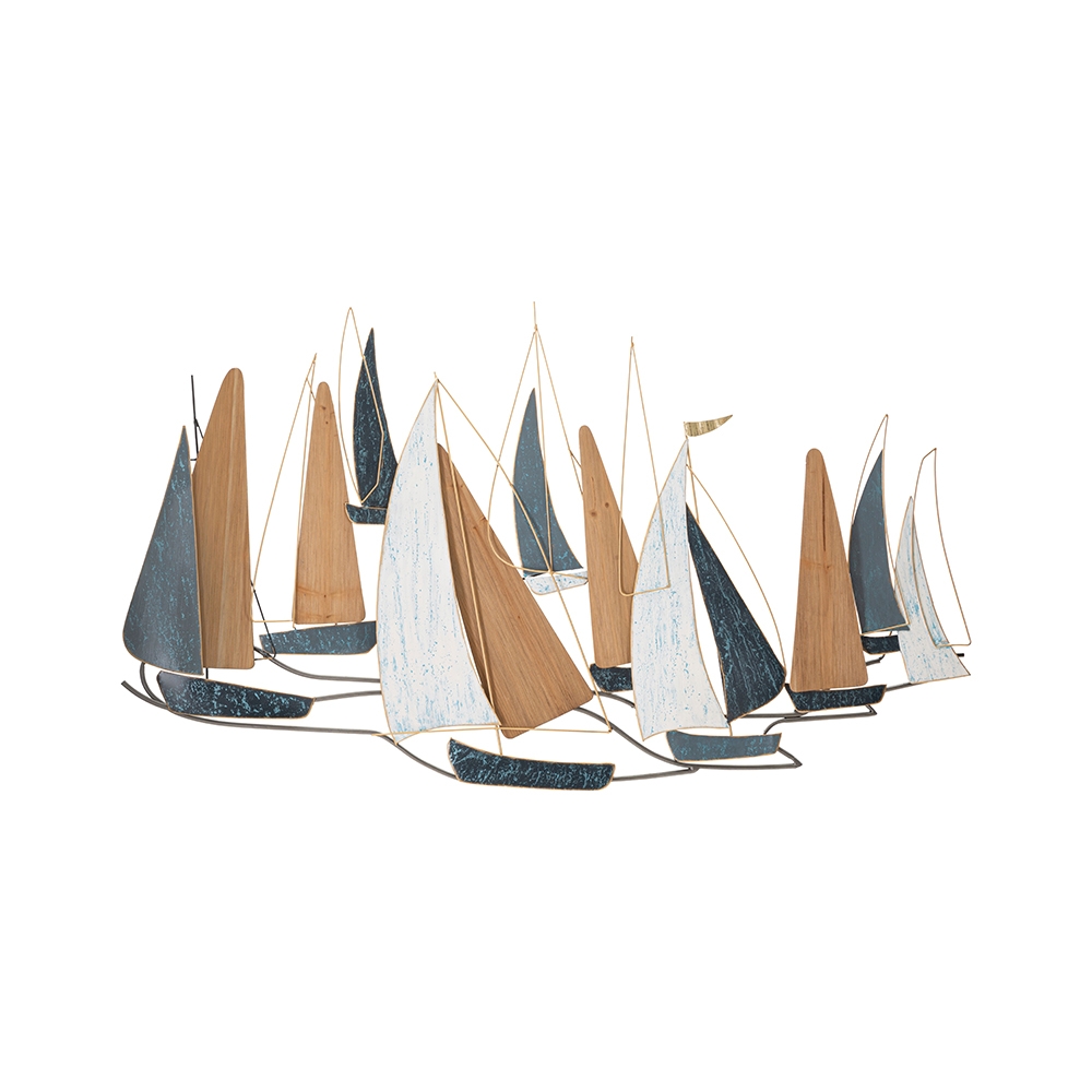 Decorazione da parete 3D in metallo e legno con barche a vela Regata Promozione Decorazione da parete 3D in metallo e legno con barche a vela Regata Promozione