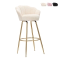Sgabello bar cucina schienale a fiore gambe dorate h90cm Vienna Promozione