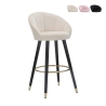 Sgabello bar cucina in velluto e gambe in legno nero e dorato h80cm Prague Promozione