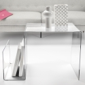 Tavolino in plexiglass di design trasparente con portariviste S-Table Vendita