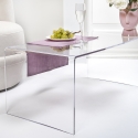 Tavolino moderno in plexiglass trasparente 40x81x36cm da salotto Milvio Sconti