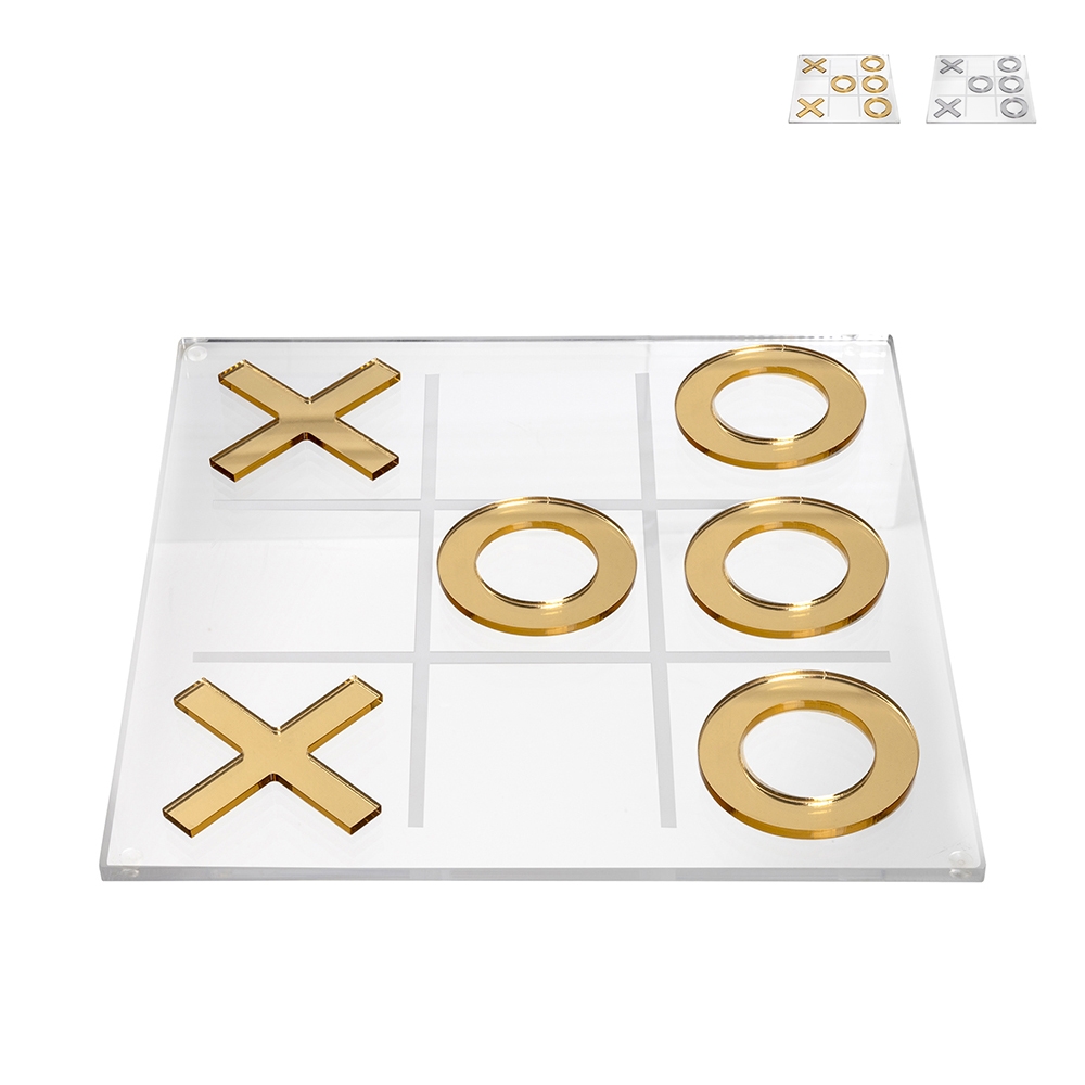 Filetto gioco Tris in plexiglass trasparente Fila 3 Gioco Gold Silver Promozione Filetto gioco Tris in plexiglass trasparente Fila 3 Gioco Gold Silver Promozione