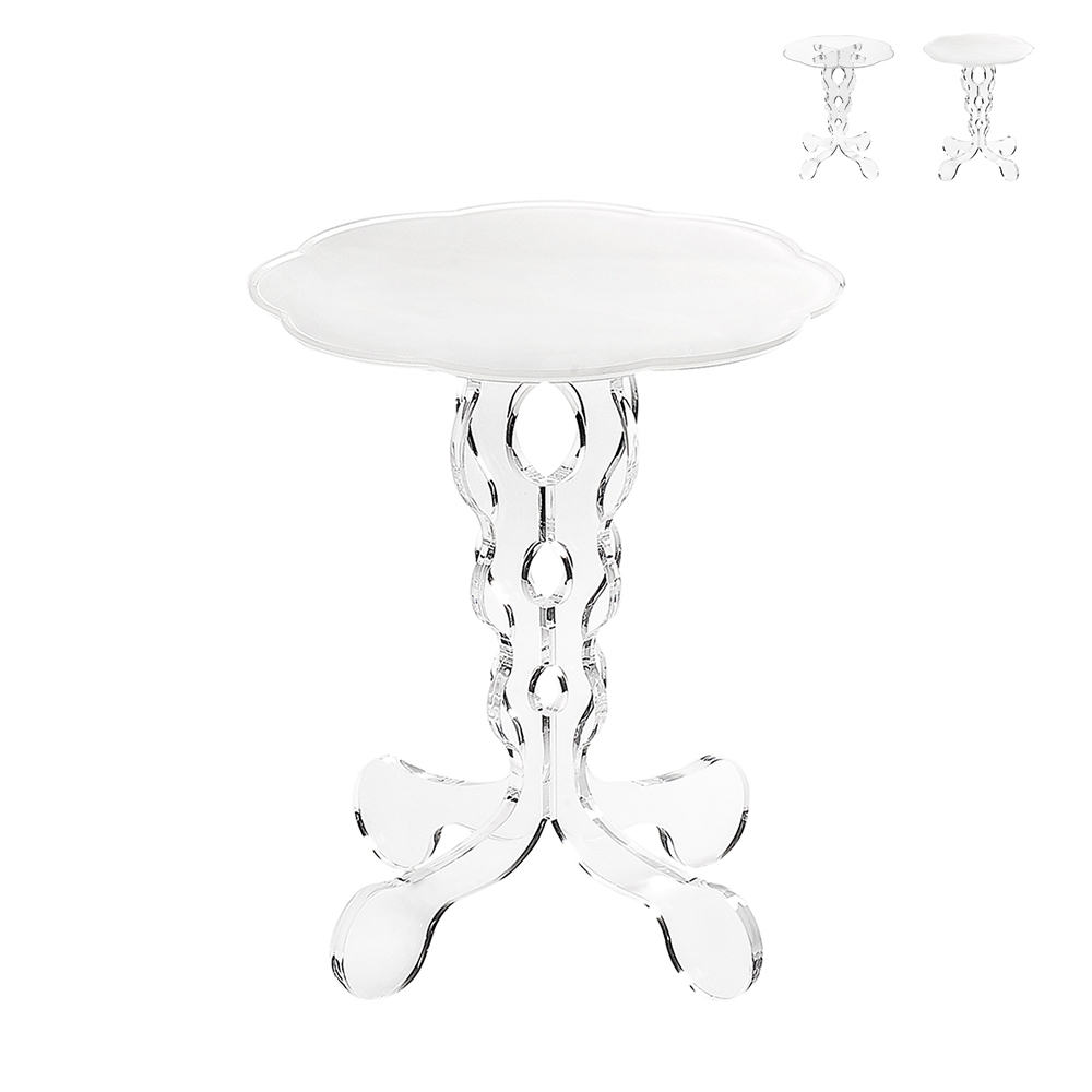 Table d'appoint rond 36 cm en plexiglas transparent Arabesco Small Promotion Table d'appoint rond 36 cm en plexiglas transparent Arabesco Small Promotion