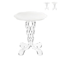 Tavolino alto rotondo 36cm da salotto in plexiglass trasparente Arabesco Small Promozione