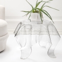 Tavolino basso rotondo 60cm di design in plexiglass trasparente Drappeggi Vendita