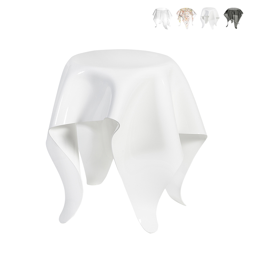 Tavolino alto rotondo di design in plexiglass trasparente Drappeggi Promozione Tavolino alto rotondo di design in plexiglass trasparente Drappeggi Promozione