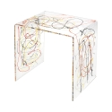 Tavolino da salotto moderno in plexiglass trasparente 50x40x50cm 80'S Big Scelta