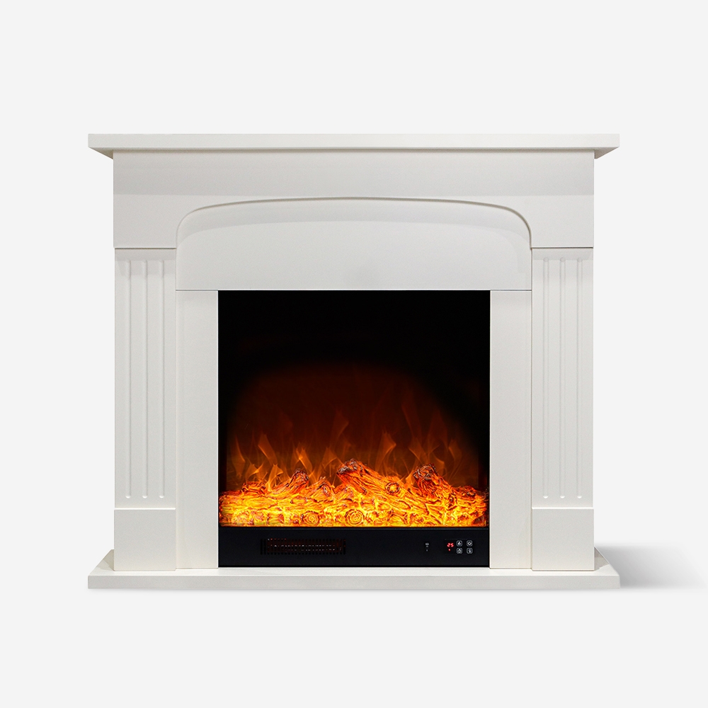 Cheminée électrique basse consommation 1500W cadre blanc Ludvika Promotion Cheminée électrique basse consommation 1500W cadre blanc Ludvika Promotion