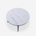 Tavolino da salotto rotondo 80cm in metallo e piano effetto marmo Sulley Sconti