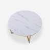 Tavolino da salotto moderno rotondo 90cm in metallo effetto marmo Sulley+ Misure