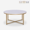 Tavolino da salotto moderno rotondo 90cm in metallo effetto marmo Sulley+ Offerta