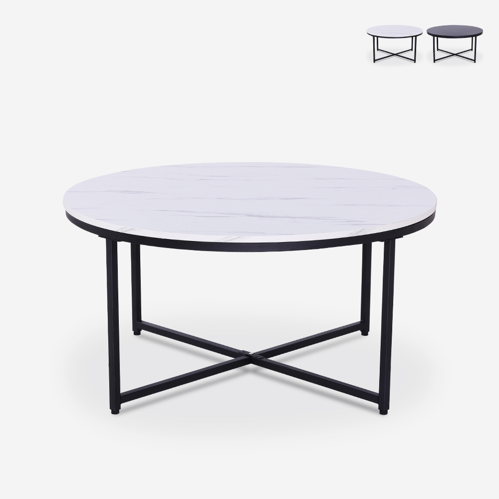 Table basse ronde 80 cm en métal et effet marbre salon Sulley Promotion Table basse ronde 80 cm en métal et effet marbre salon Sulley Promotion
