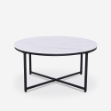Tavolino da salotto rotondo 80cm in metallo e piano effetto marmo Sulley Catalogo