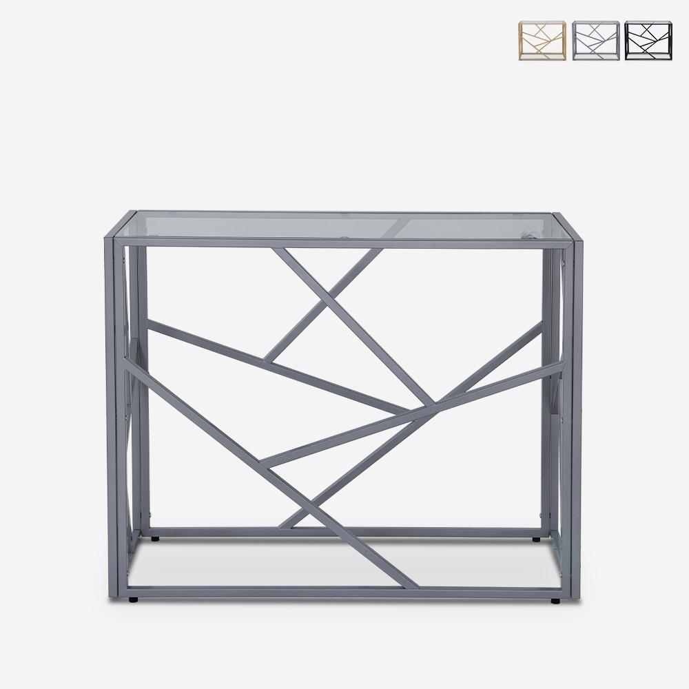 Console d'entrée design moderne 100x40x78cm plateau en verre Kevin Promotion Console d'entrée design moderne 100x40x78cm plateau en verre Kevin Promotion