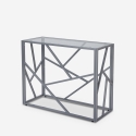 Consolle da ingresso design moderno 100x40x78cm con piano in vetro Kevin Stock