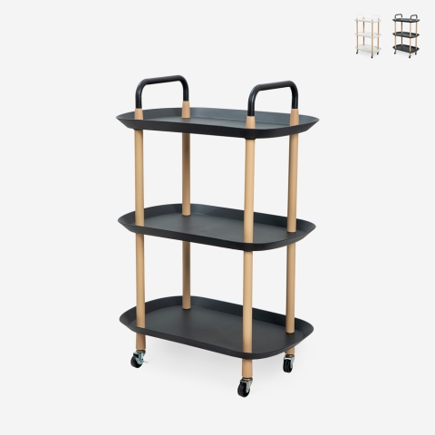 Carrello cucina portavivande di design con ruote 3 ripiani Wala Plus Promozione